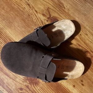 Birkenstock Brown Suede Clogs